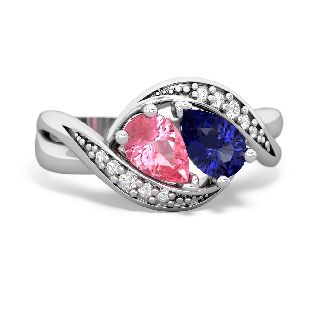 Lab Pink Sapphire Summer Winds 14K White Gold ring R5342