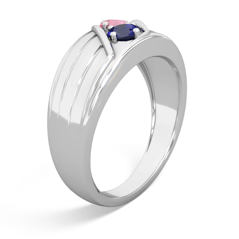 Lab Pink Sapphire Men's Streamline 14K White Gold ring R0460