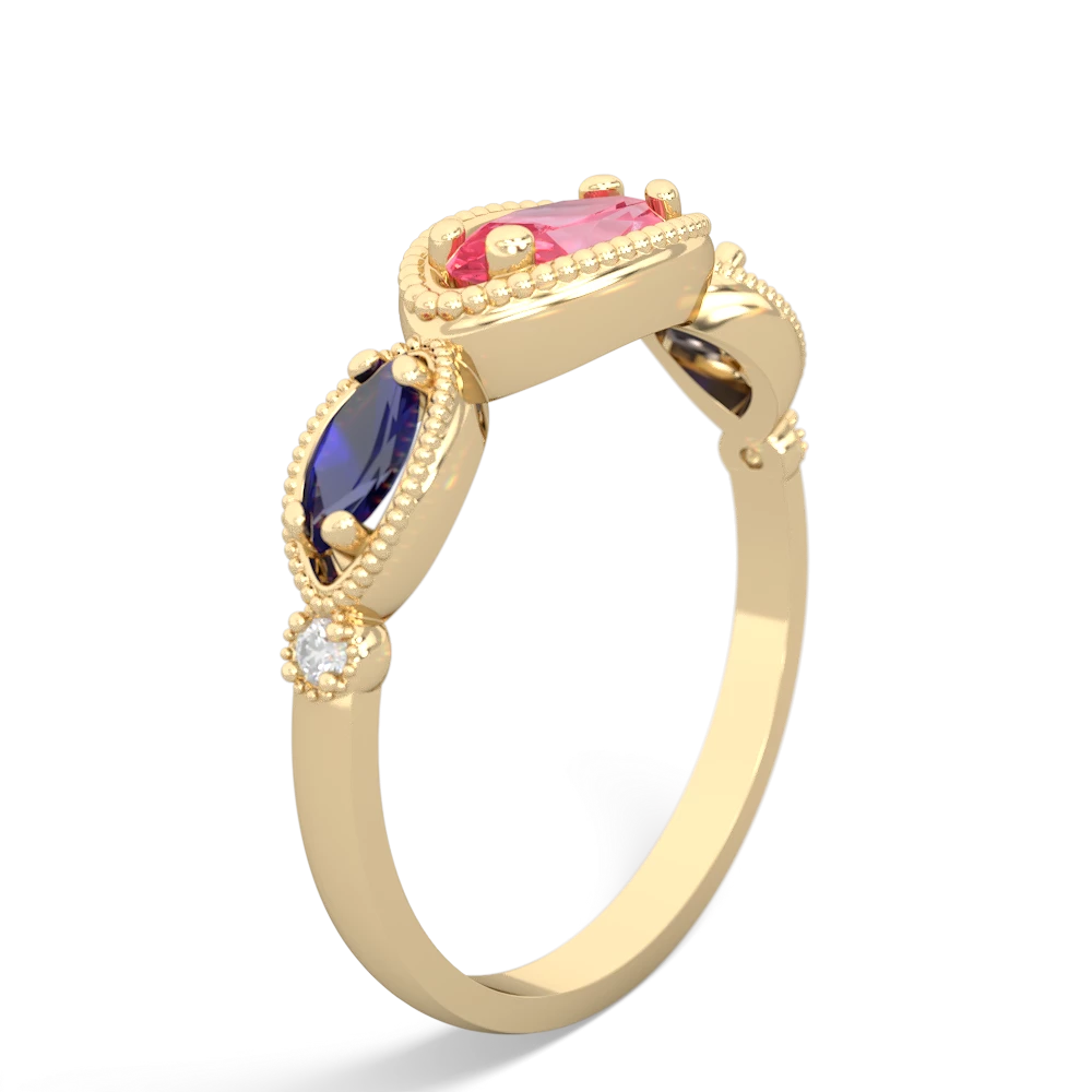 Lab Pink Sapphire Milgrain Marquise 14K Yellow Gold ring R5700