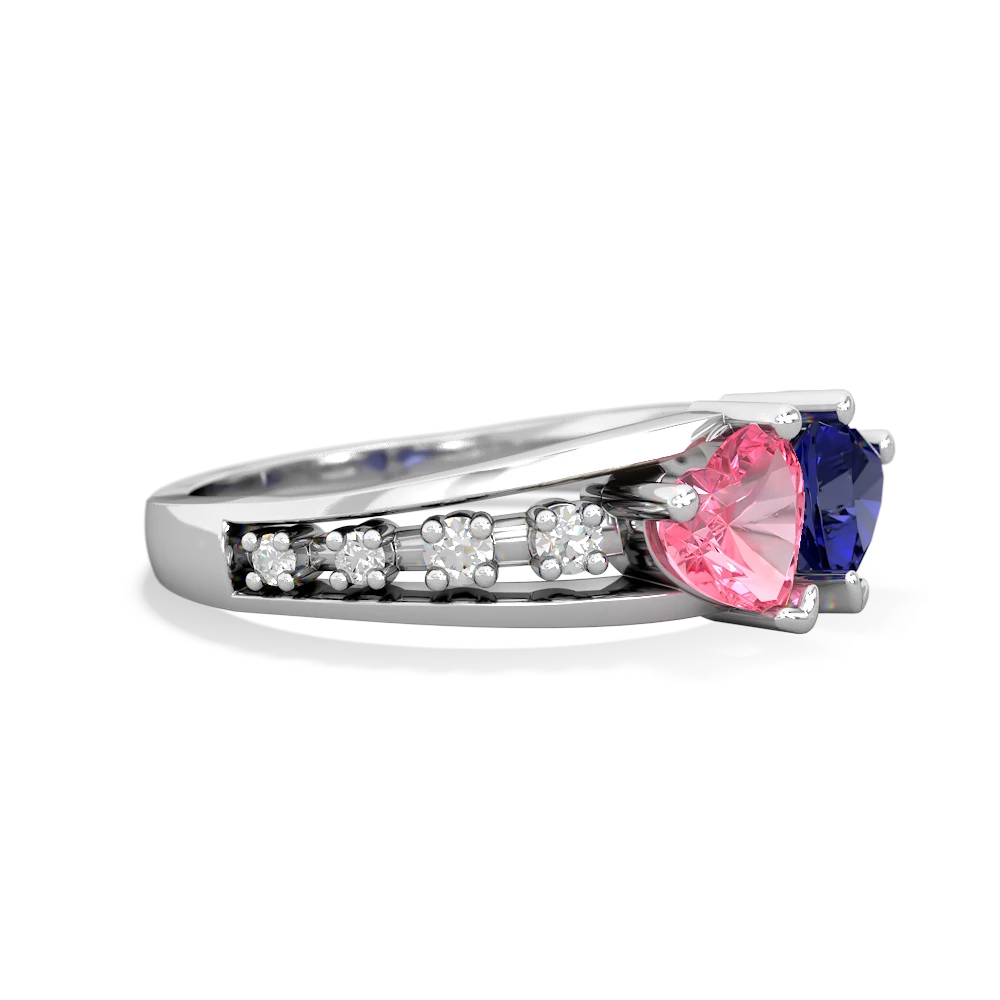 Lab Pink Sapphire Heart To Heart 14K White Gold ring R3342