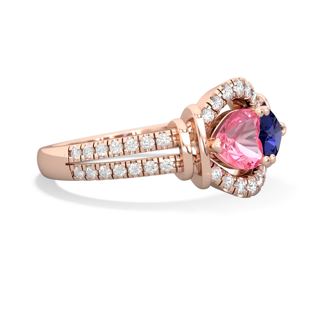 Lab Pink Sapphire Art-Deco Keepsake 14K Rose Gold ring R5630