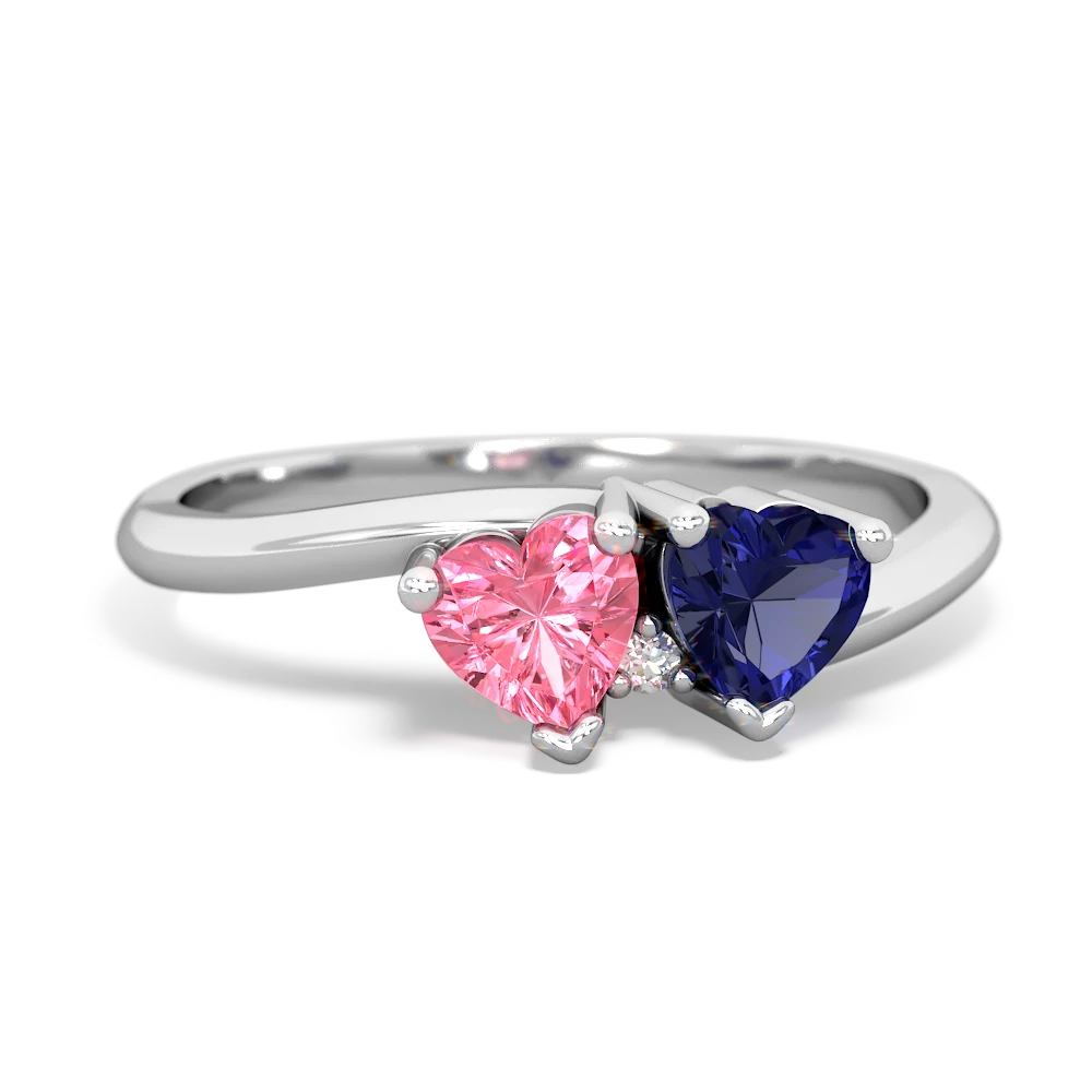 Lab Pink Sapphire Sweethearts 14K White Gold ring R5260