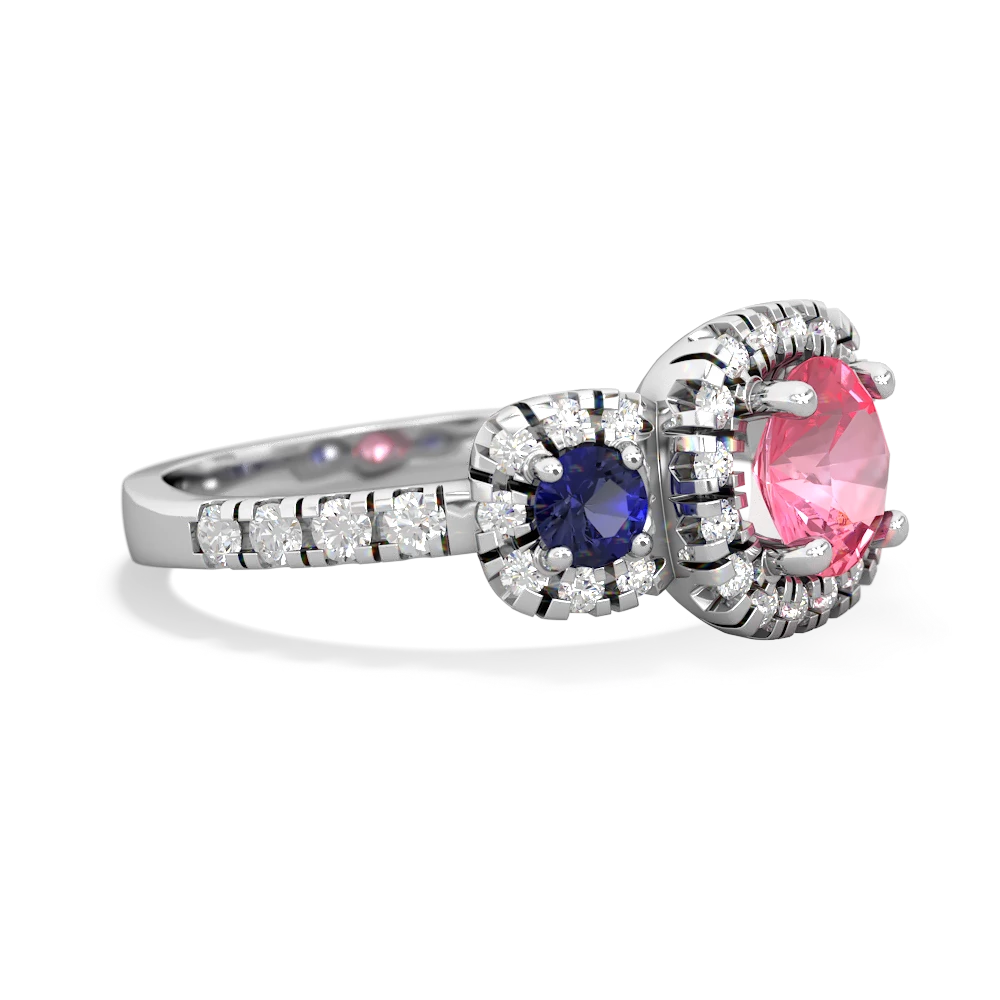 Lab Pink Sapphire Regal Halo 14K White Gold ring R5350