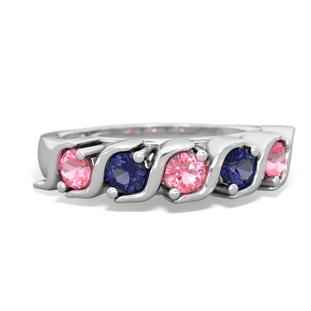 Lab Pink Sapphire Anniversary Band 14K White Gold ring R2089