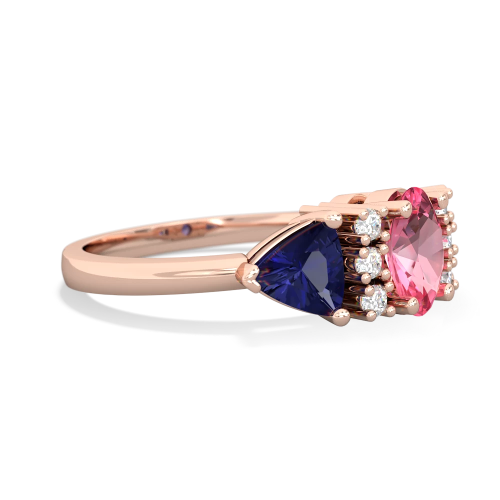 Lab Pink Sapphire Antique Style Three Stone 14K Rose Gold ring R2186