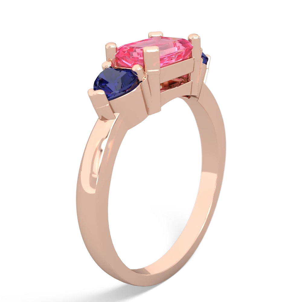 Lab Pink Sapphire Three Stone 14K Rose Gold ring R5235