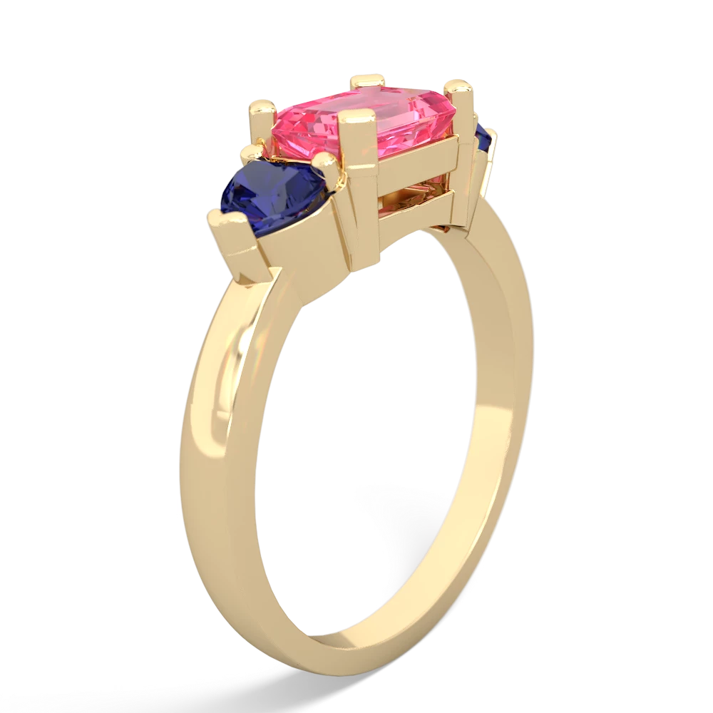 Lab Pink Sapphire Three Stone 14K Yellow Gold ring R5235