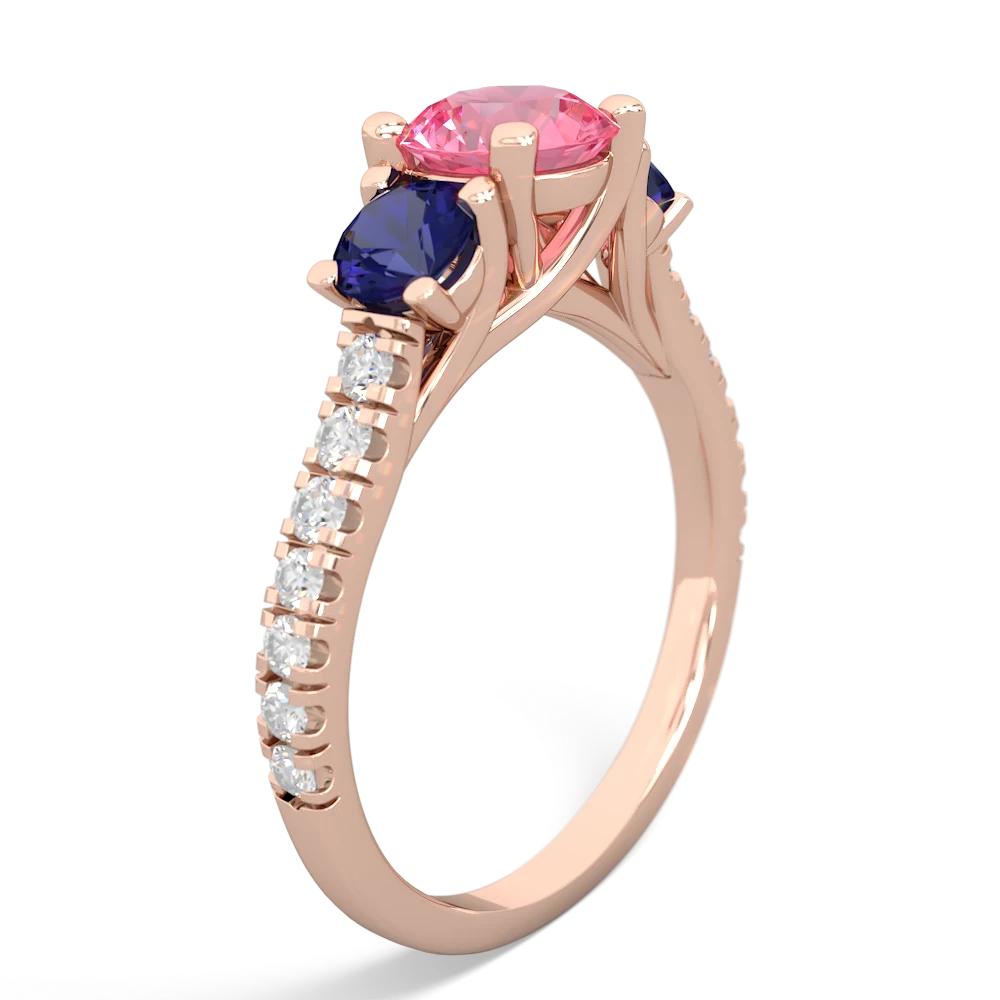 Lab Pink Sapphire Pave Trellis 14K Rose Gold ring R5500