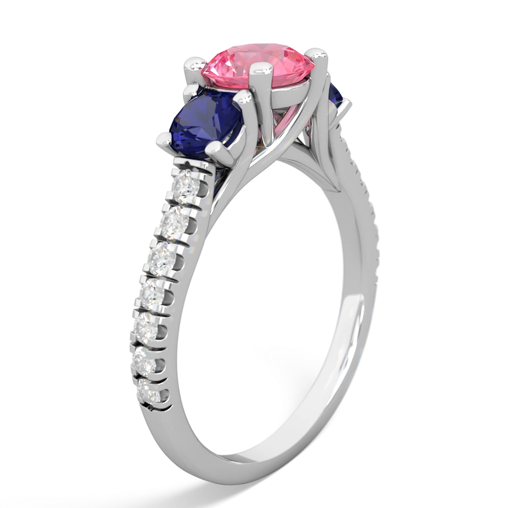 Lab Pink Sapphire Pave Trellis 14K White Gold ring R5500