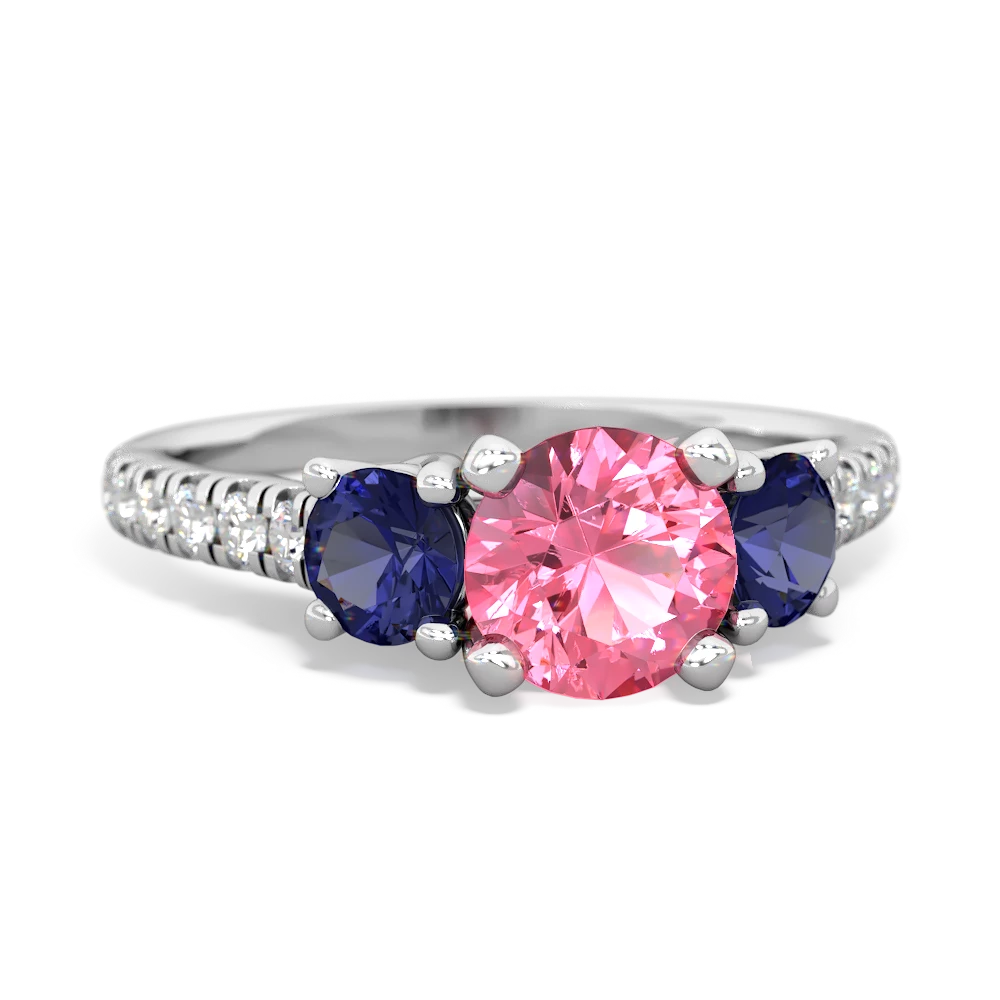 Lab Pink Sapphire Pave Trellis 14K White Gold ring R5500