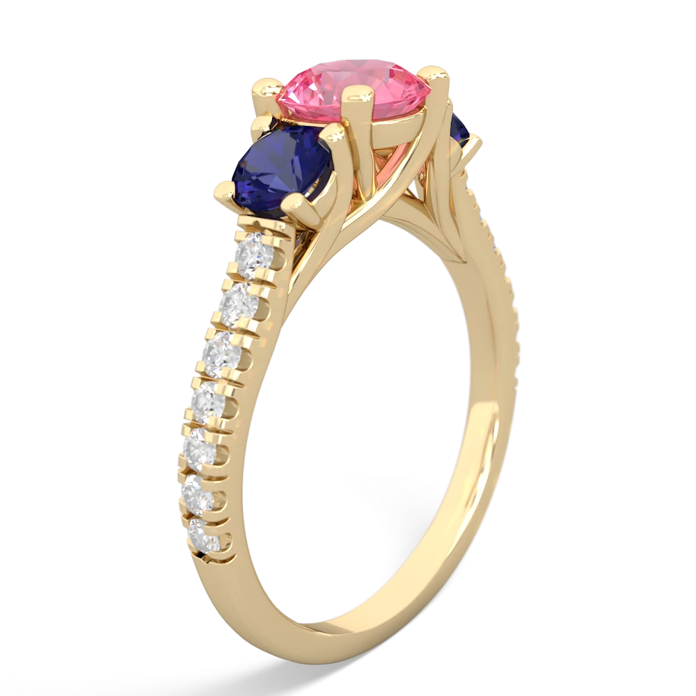 Lab Pink Sapphire Pave Trellis 14K Yellow Gold ring R5500