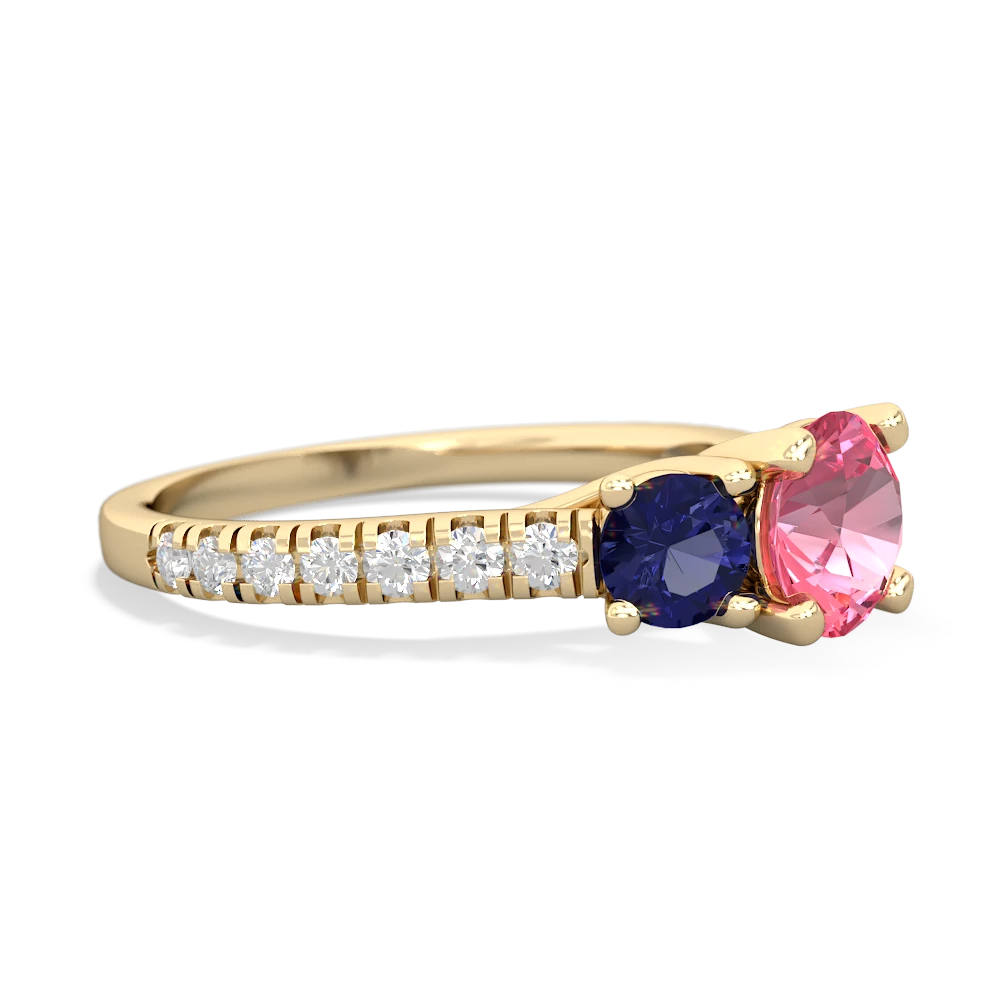 Lab Pink Sapphire Pave Trellis 14K Yellow Gold ring R5500