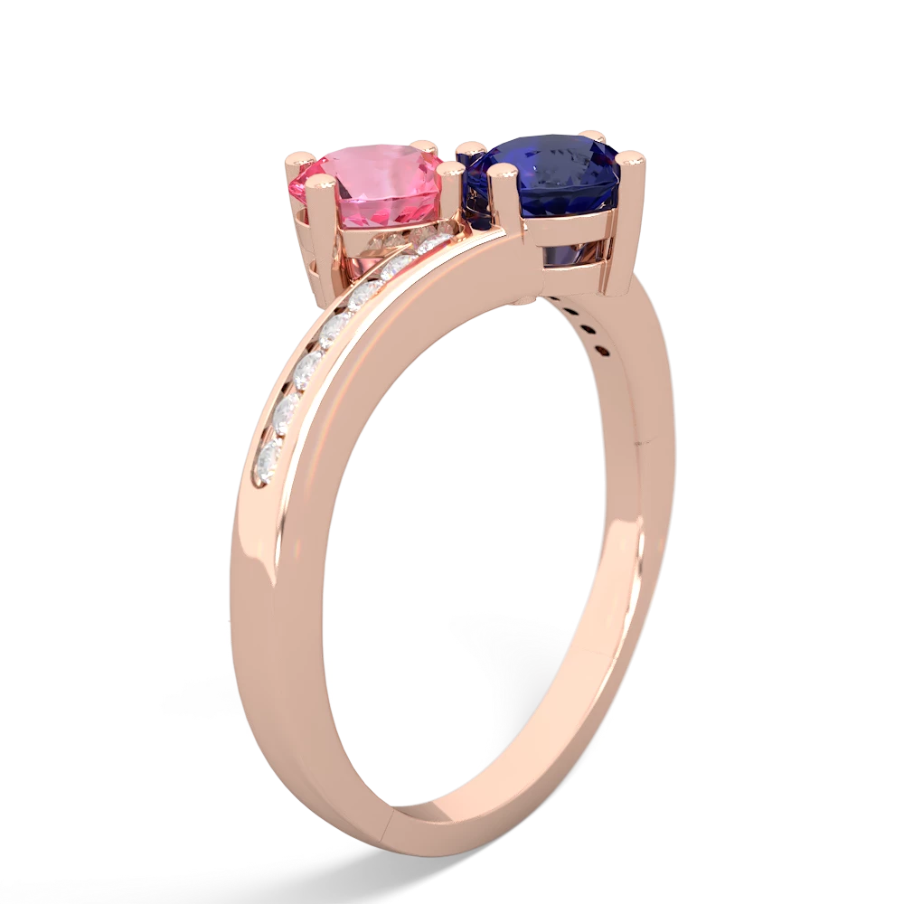 Lab Pink Sapphire Channel Set Two Stone 14K Rose Gold ring R5303