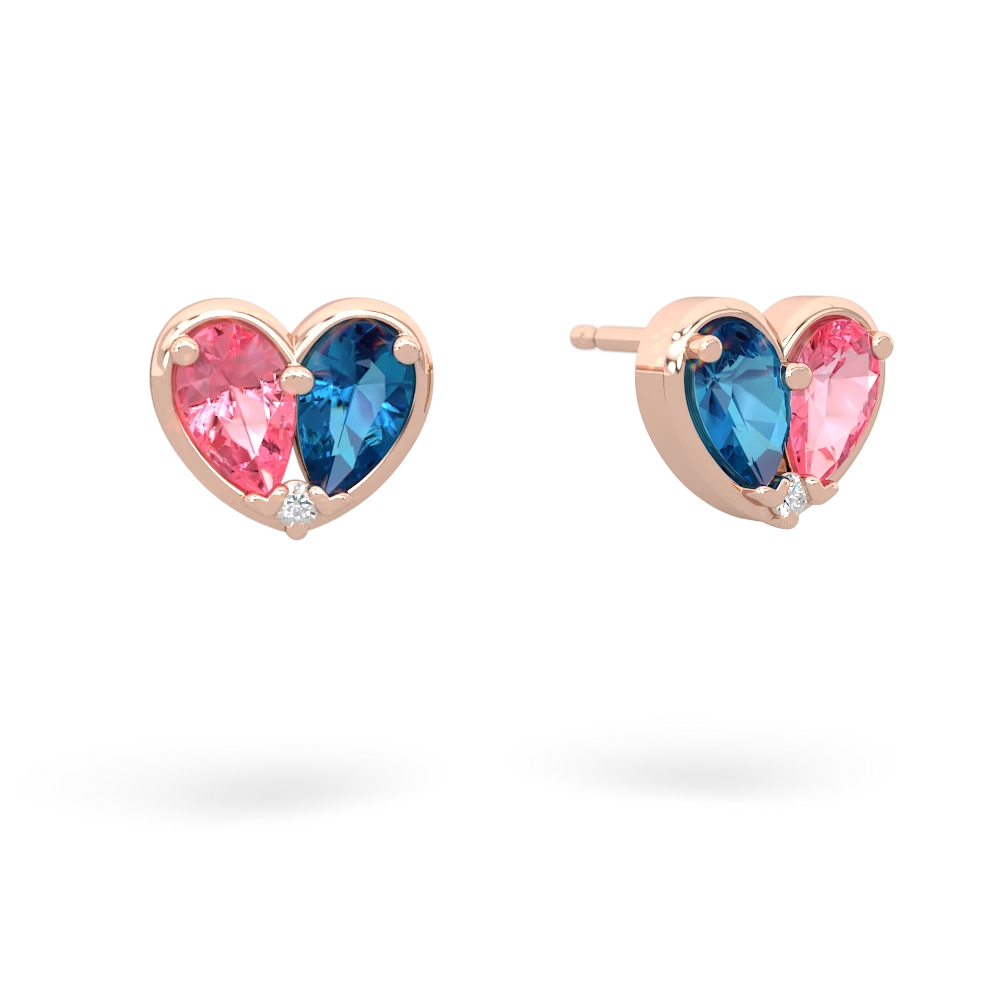 Lab Pink Sapphire 'Our Heart' 14K Rose Gold earrings E5072