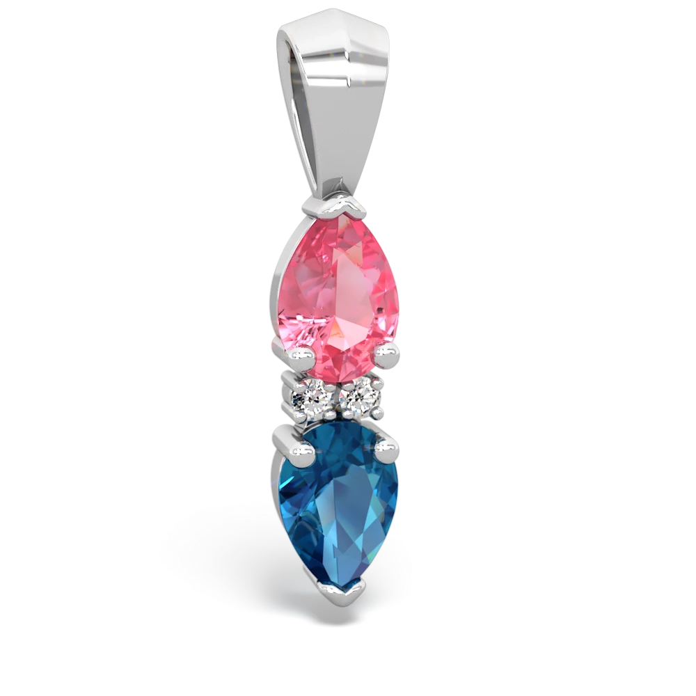 Lab Pink Sapphire Bowtie Drop 14K White Gold pendant P0865