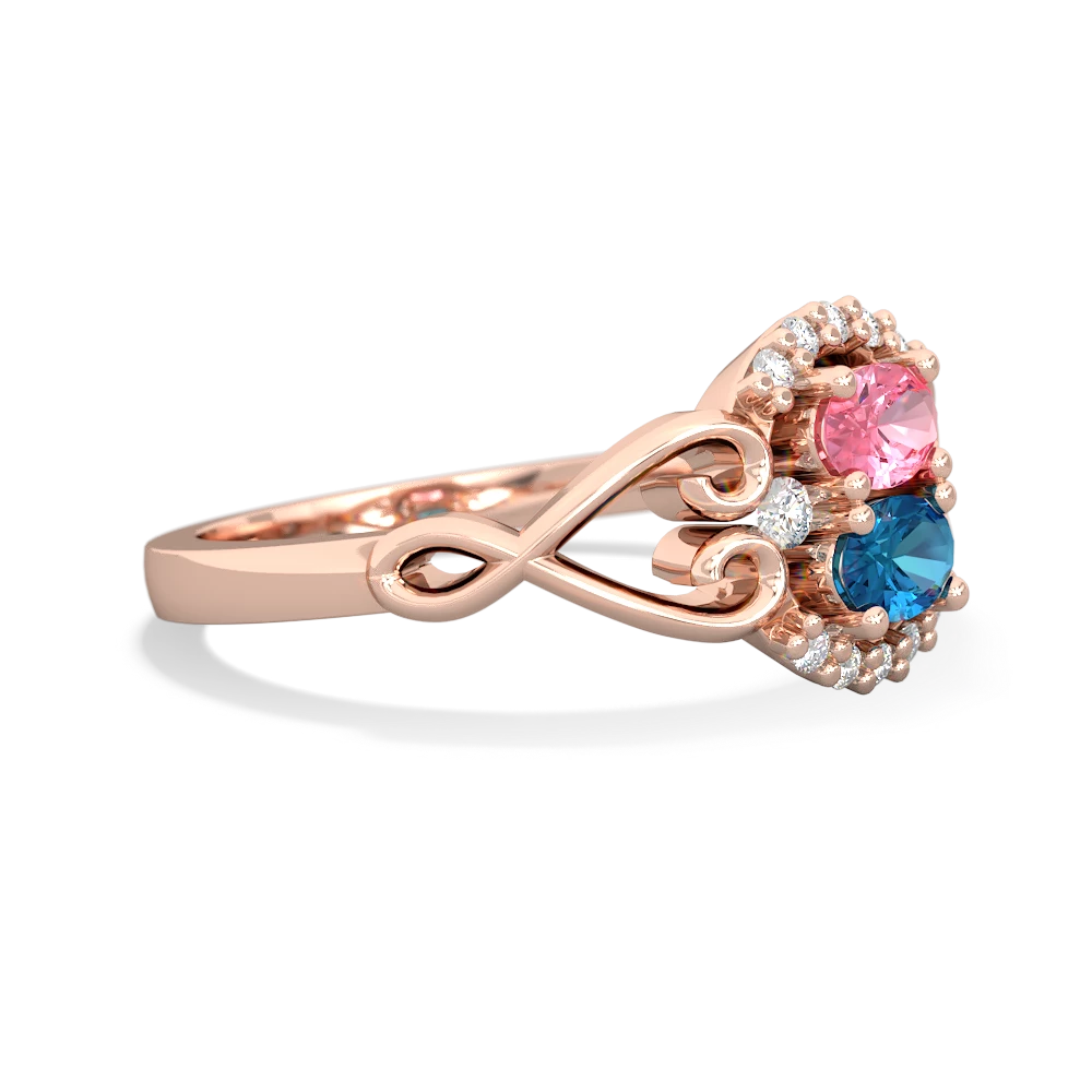 Lab Pink Sapphire Love Nest 14K Rose Gold ring R5860