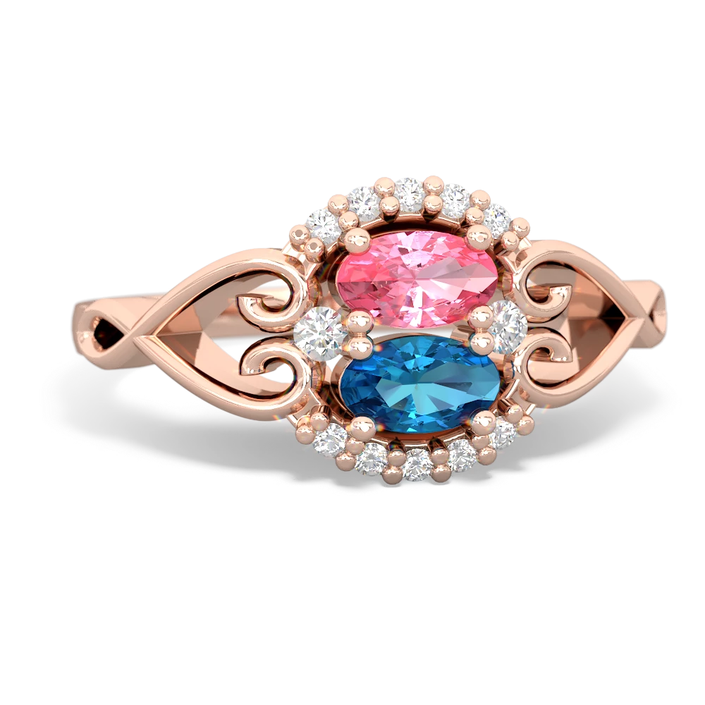 Lab Pink Sapphire Love Nest 14K Rose Gold ring R5860