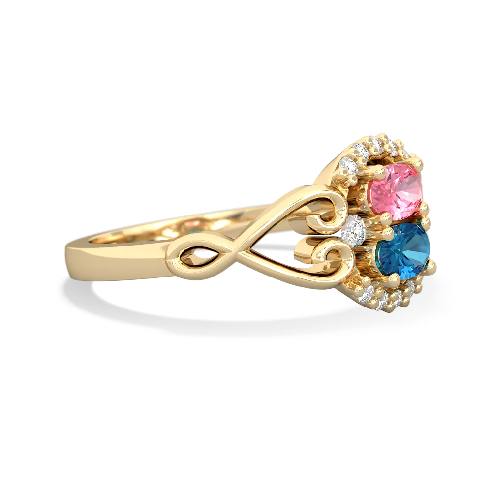 Lab Pink Sapphire Love Nest 14K Yellow Gold ring R5860