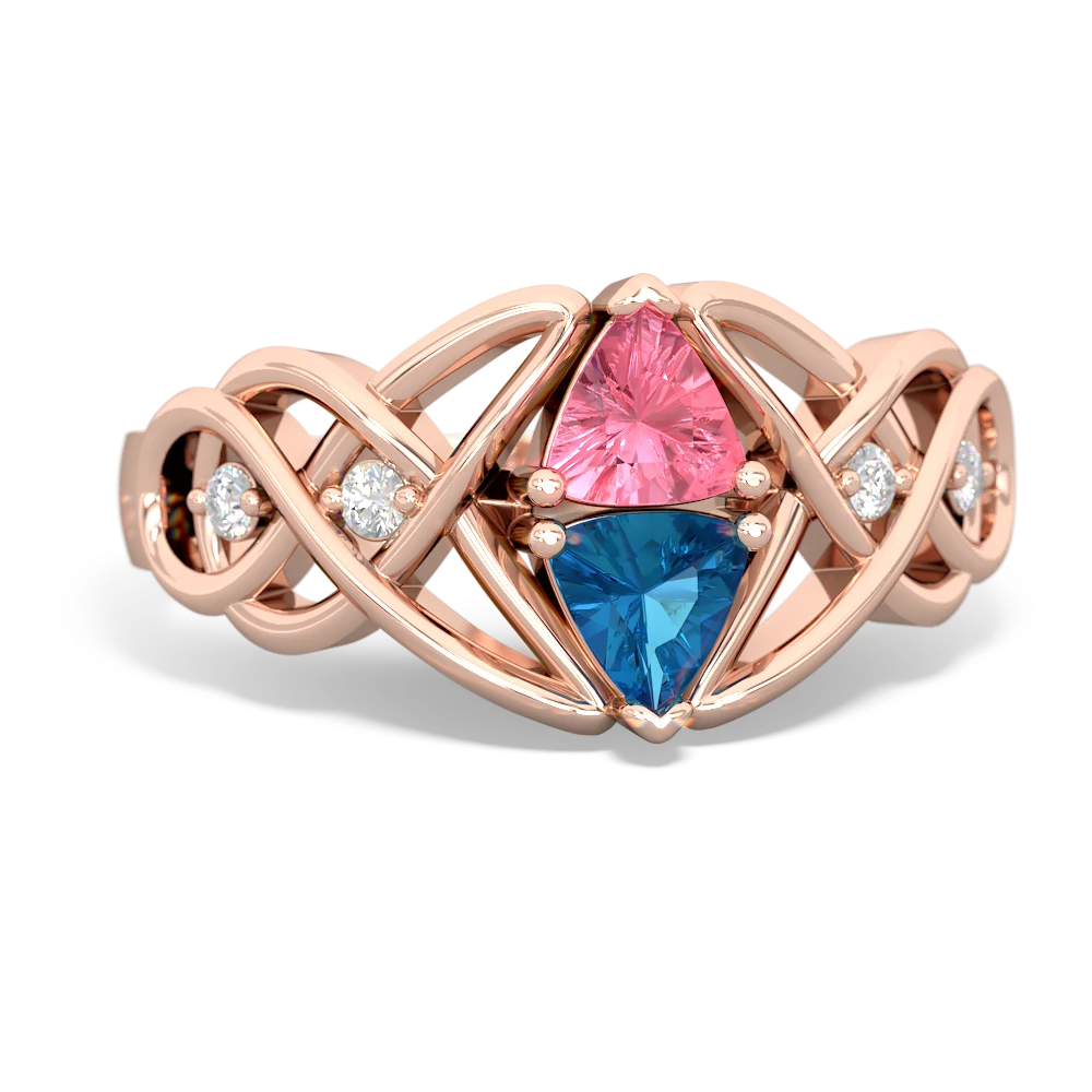 Lab Pink Sapphire Keepsake Celtic Knot 14K Rose Gold ring R5300