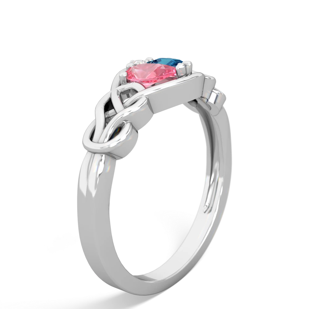 Lab Pink Sapphire Celtic Love Knot 14K White Gold ring R5420