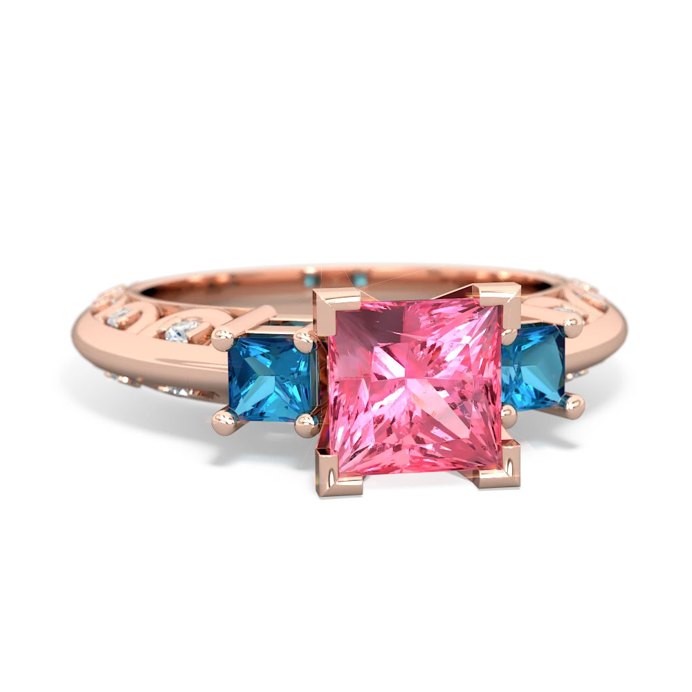 7x7MM Natural Pink Topaz Cushion Cut Halo 0.75 Carat Diamond Ring –  WORLDJEWELS