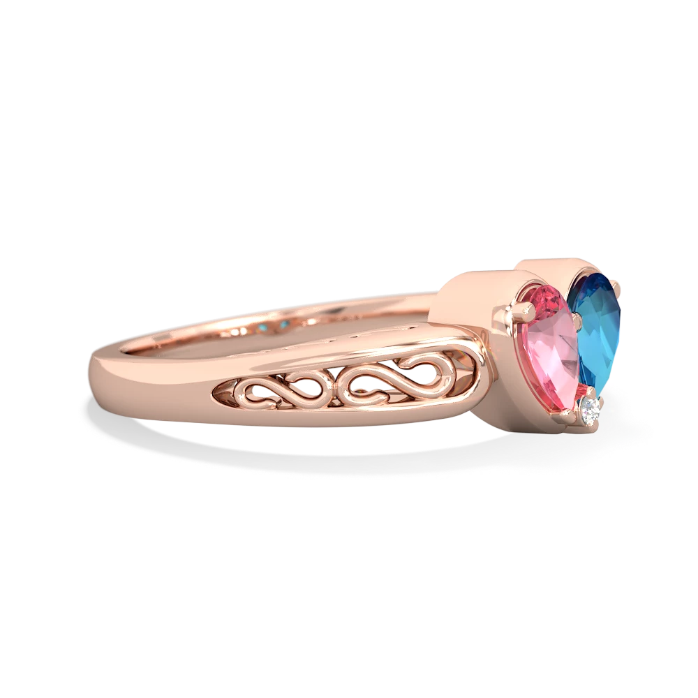 Lab Pink Sapphire Filligree 'One Heart' 14K Rose Gold ring R5070