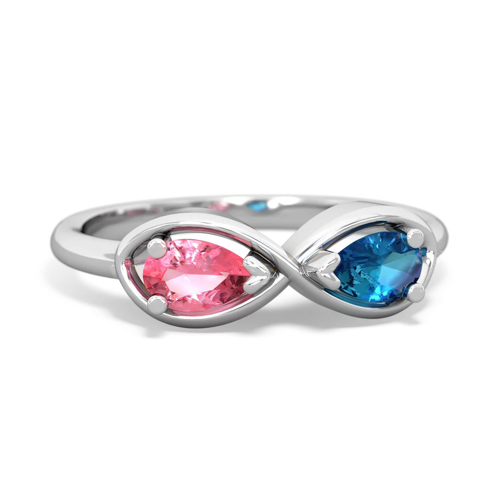 Lab Pink Sapphire Infinity 14K White Gold ring R5050