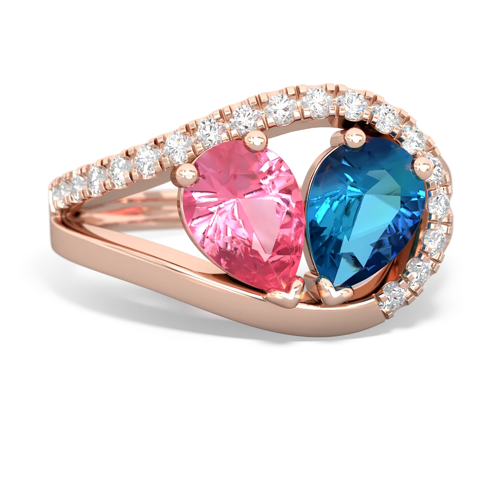 Lab Pink Sapphire Nestled Heart Keepsake 14K Rose Gold ring R5650