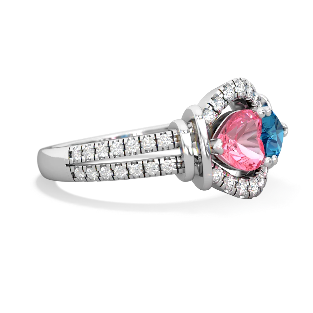 Lab Pink Sapphire Art-Deco Keepsake 14K White Gold ring R5630