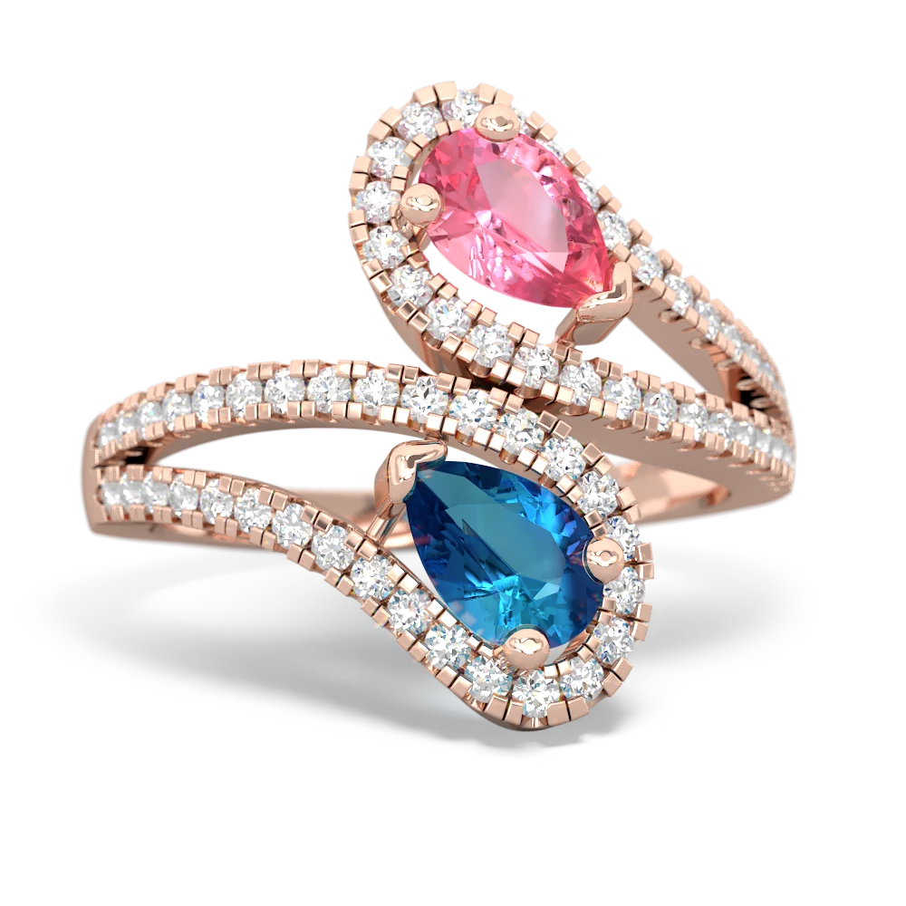 Lab Pink Sapphire Diamond Dazzler 14K Rose Gold ring R3000