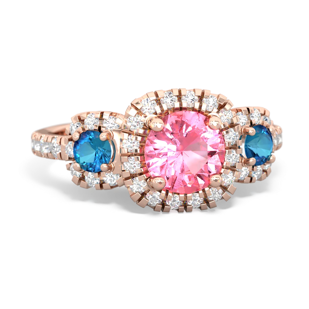 Lab Pink Sapphire Regal Halo 14K Rose Gold ring R5350