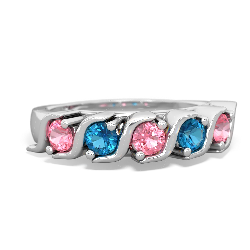 Lab Pink Sapphire Anniversary Band 14K White Gold ring R2089