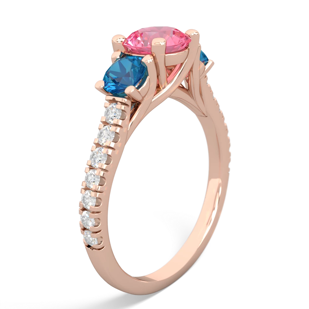 Lab Pink Sapphire Pave Trellis 14K Rose Gold ring R5500