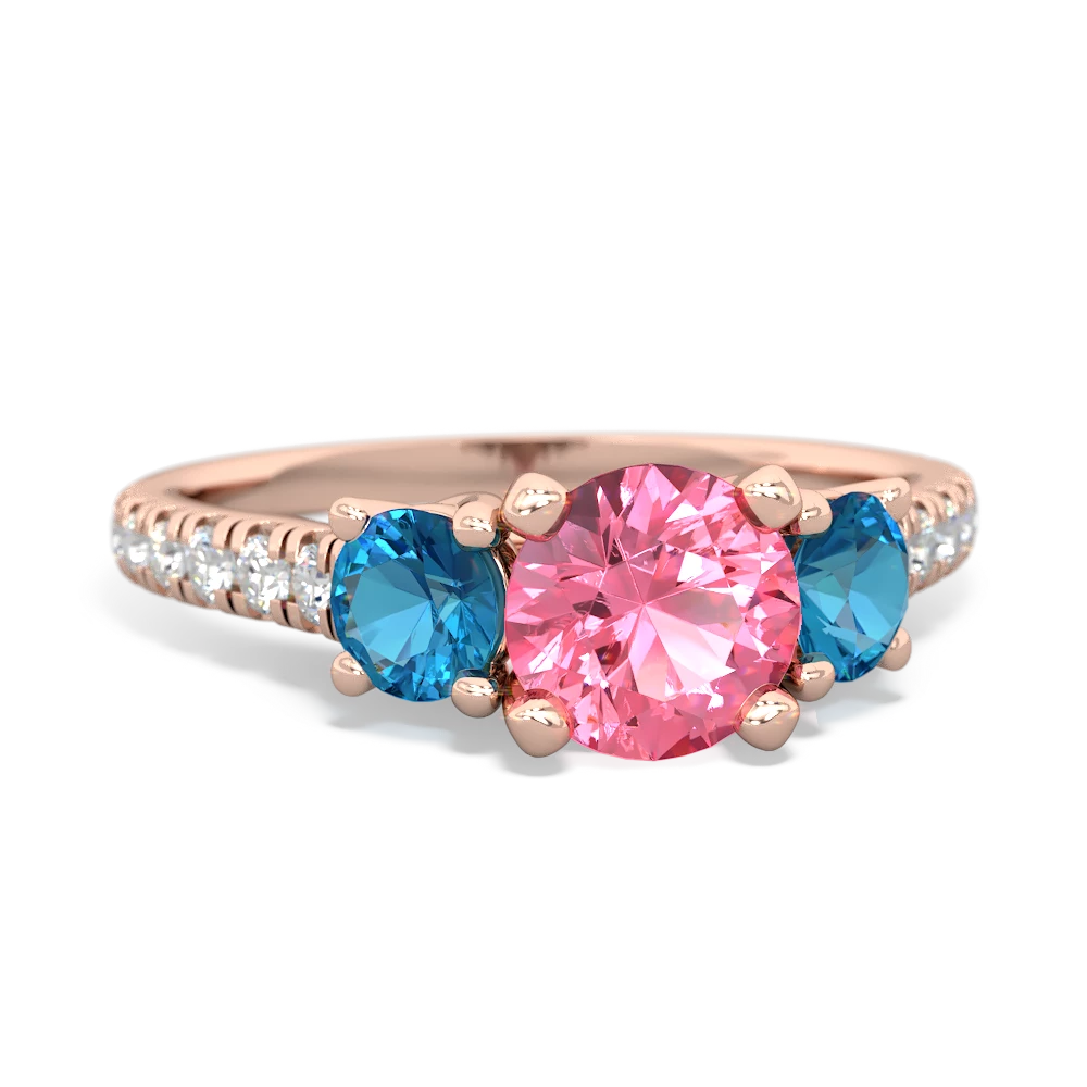 Lab Pink Sapphire Pave Trellis 14K Rose Gold ring R5500