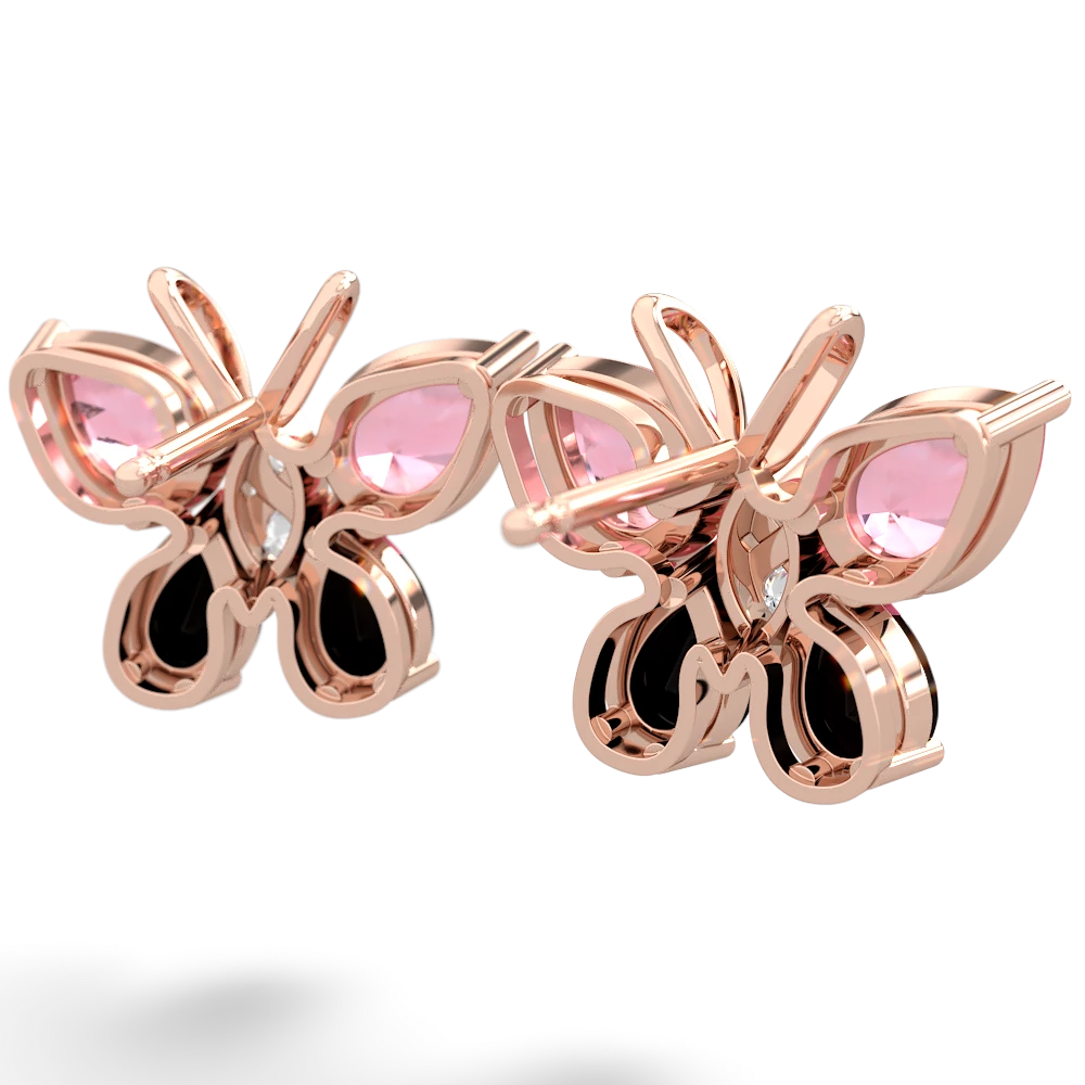 Lab Pink Sapphire Butterfly 14K Rose Gold earrings E2215