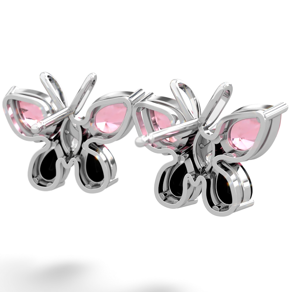 Lab Pink Sapphire Butterfly 14K White Gold earrings E2215