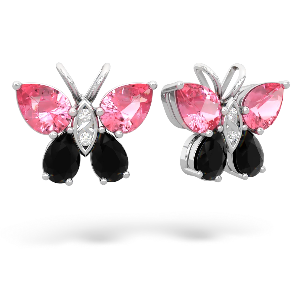 Lab Pink Sapphire Butterfly 14K White Gold earrings E2215