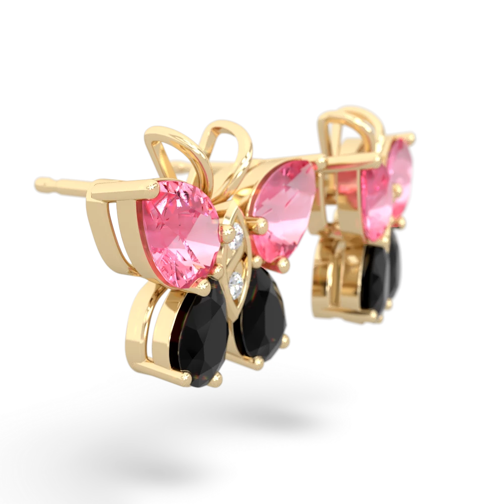 Lab Pink Sapphire Butterfly 14K Yellow Gold earrings E2215