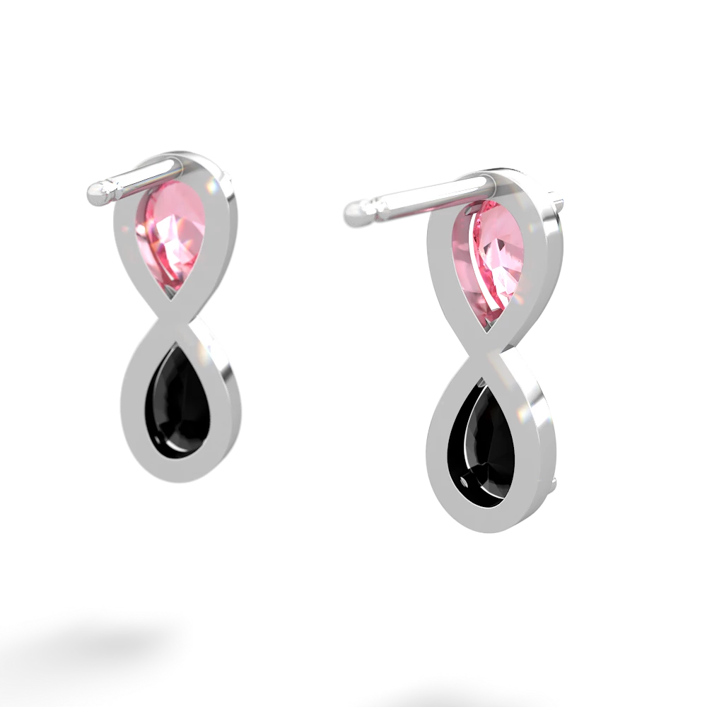 Lab Pink Sapphire Infinity 14K White Gold earrings E5050