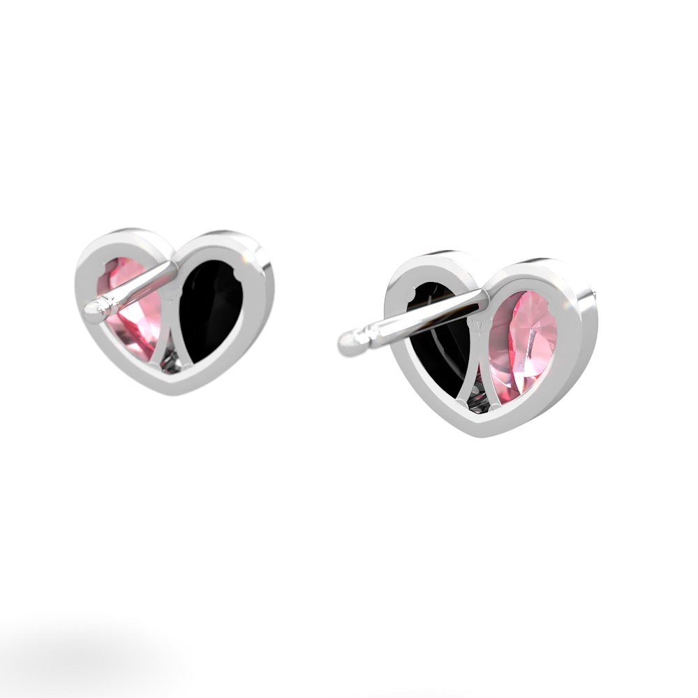 Lab Pink Sapphire 'Our Heart' 14K White Gold earrings E5072