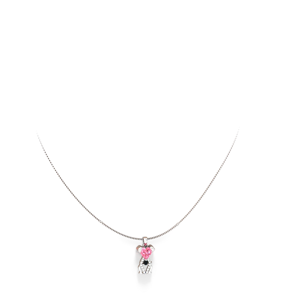 Lab Pink Sapphire Puppy Love 14K White Gold pendant P5800