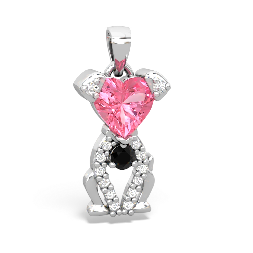 Lab Pink Sapphire Puppy Love 14K White Gold pendant P5800