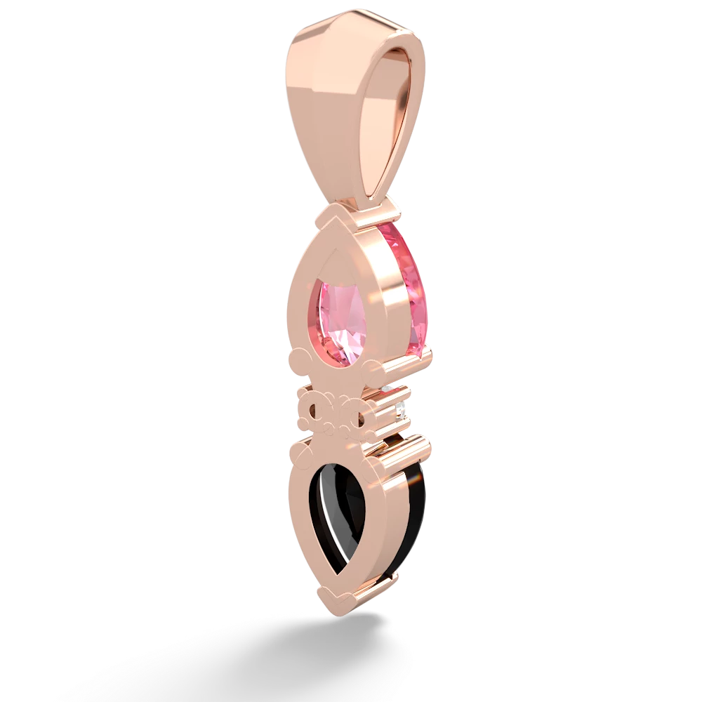 Lab Pink Sapphire Bowtie Drop 14K Rose Gold pendant P0865