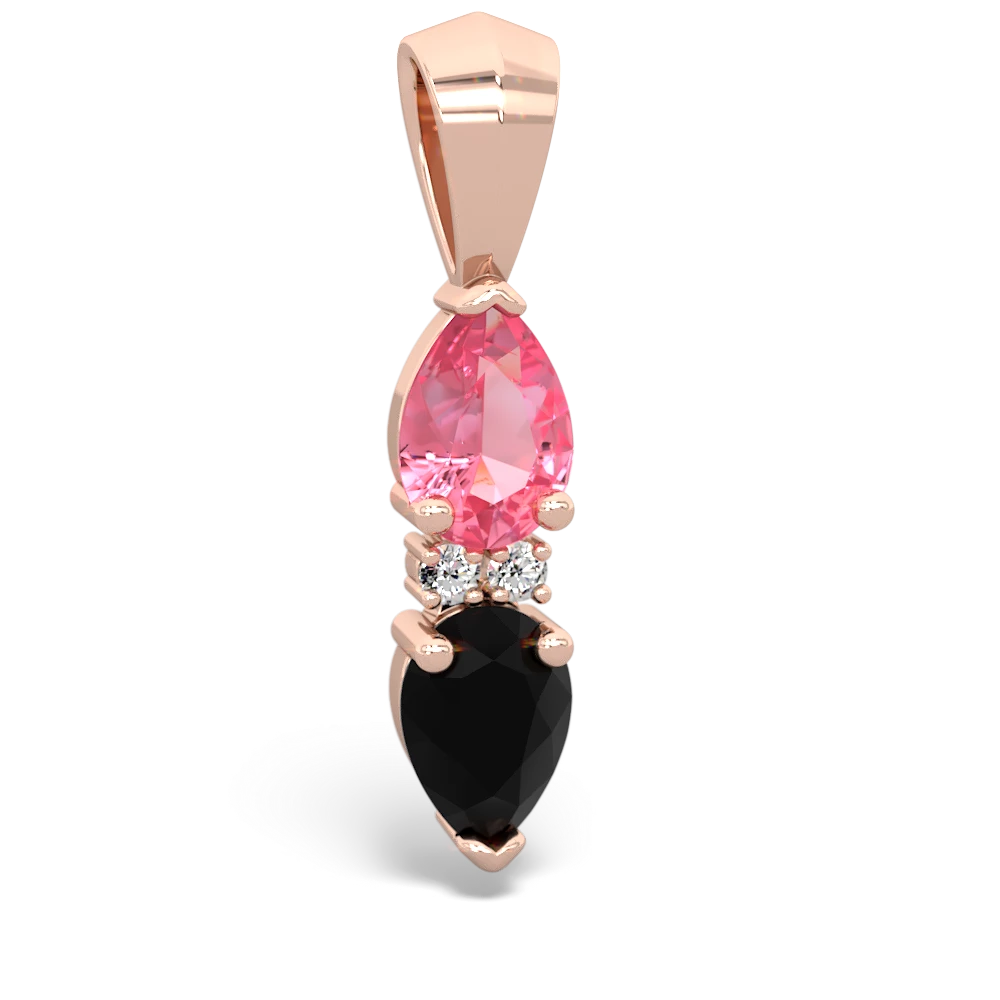 Lab Pink Sapphire Bowtie Drop 14K Rose Gold pendant P0865