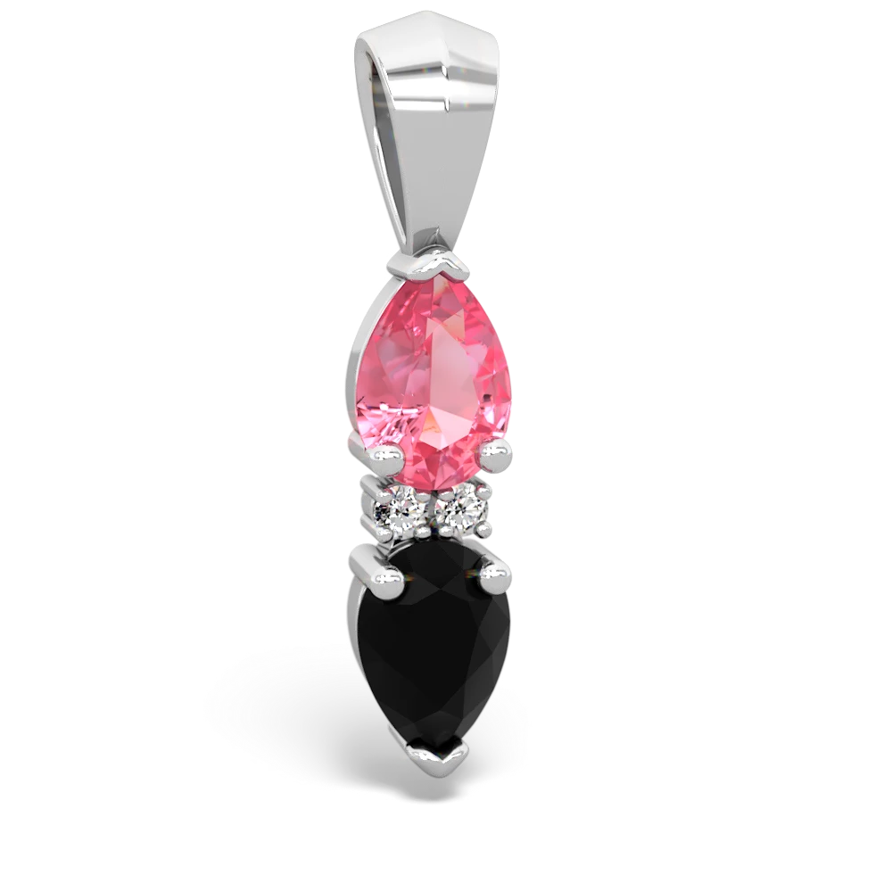 Lab Pink Sapphire Bowtie Drop 14K White Gold pendant P0865