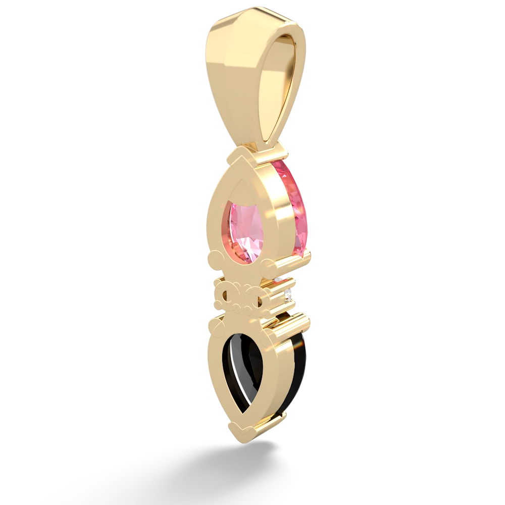 Lab Pink Sapphire Bowtie Drop 14K Yellow Gold pendant P0865