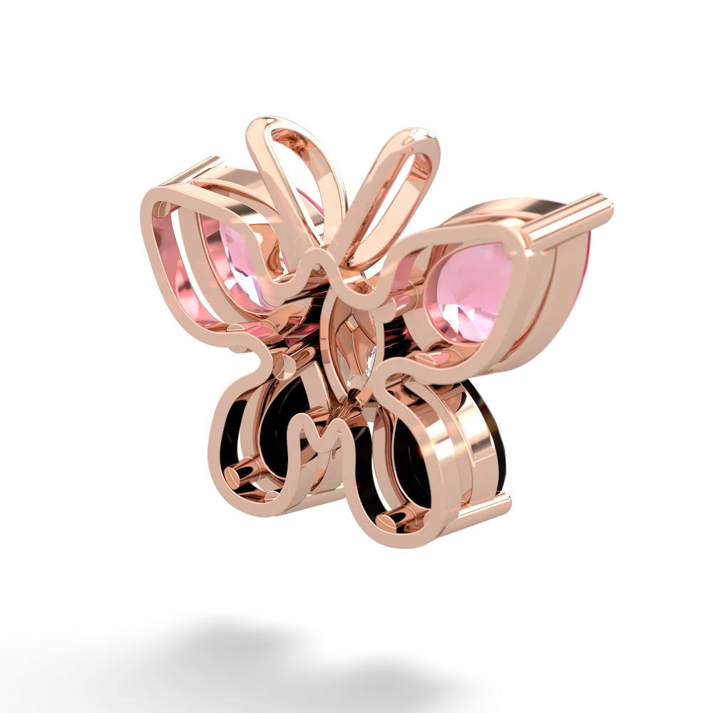 Lab Pink Sapphire Butterfly 14K Rose Gold pendant P2215