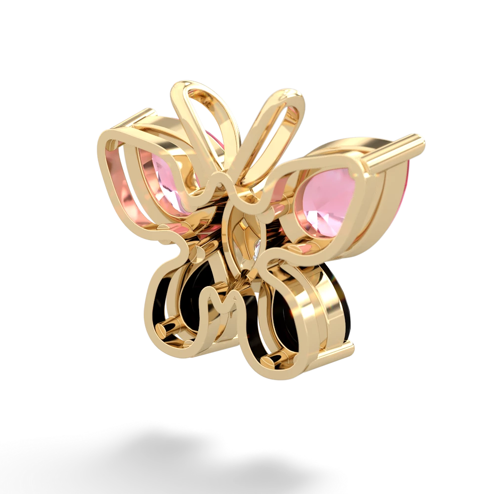 Lab Pink Sapphire Butterfly 14K Yellow Gold pendant P2215