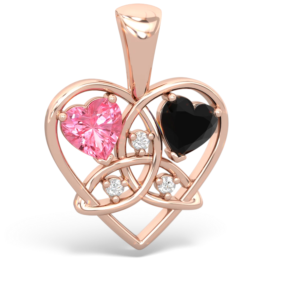 Lab Pink Sapphire Celtic Trinity Heart 14K Rose Gold pendant P5331