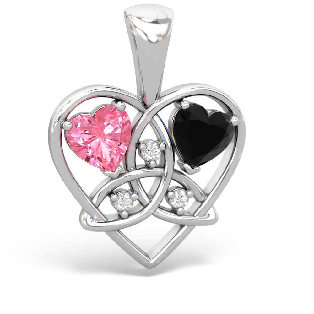 Lab Pink Sapphire Celtic Trinity Heart 14K White Gold pendant P5331